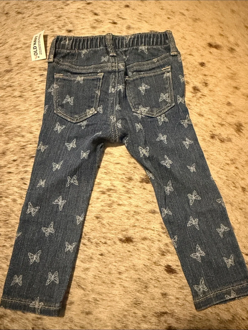 Old Navy Blue Denim Jeans with White Butterfly Print - Girls (Rockstar Jeggings)